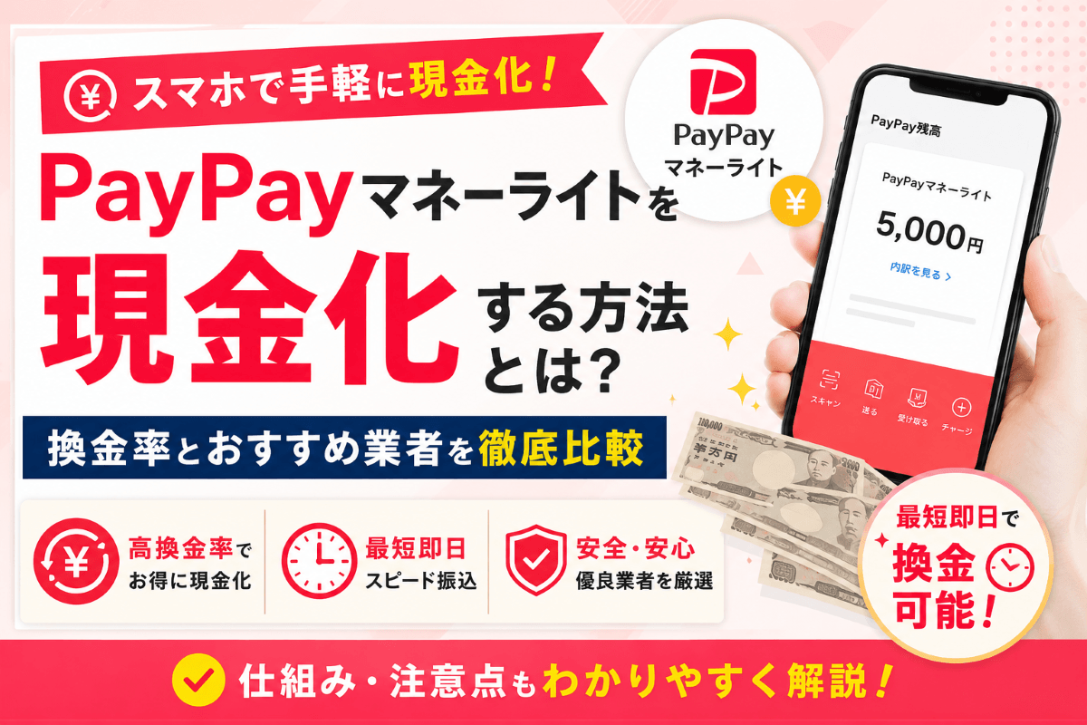 PayPayマネーライトを現金化する方法とは?換金率とおすすめ業者を徹底比較